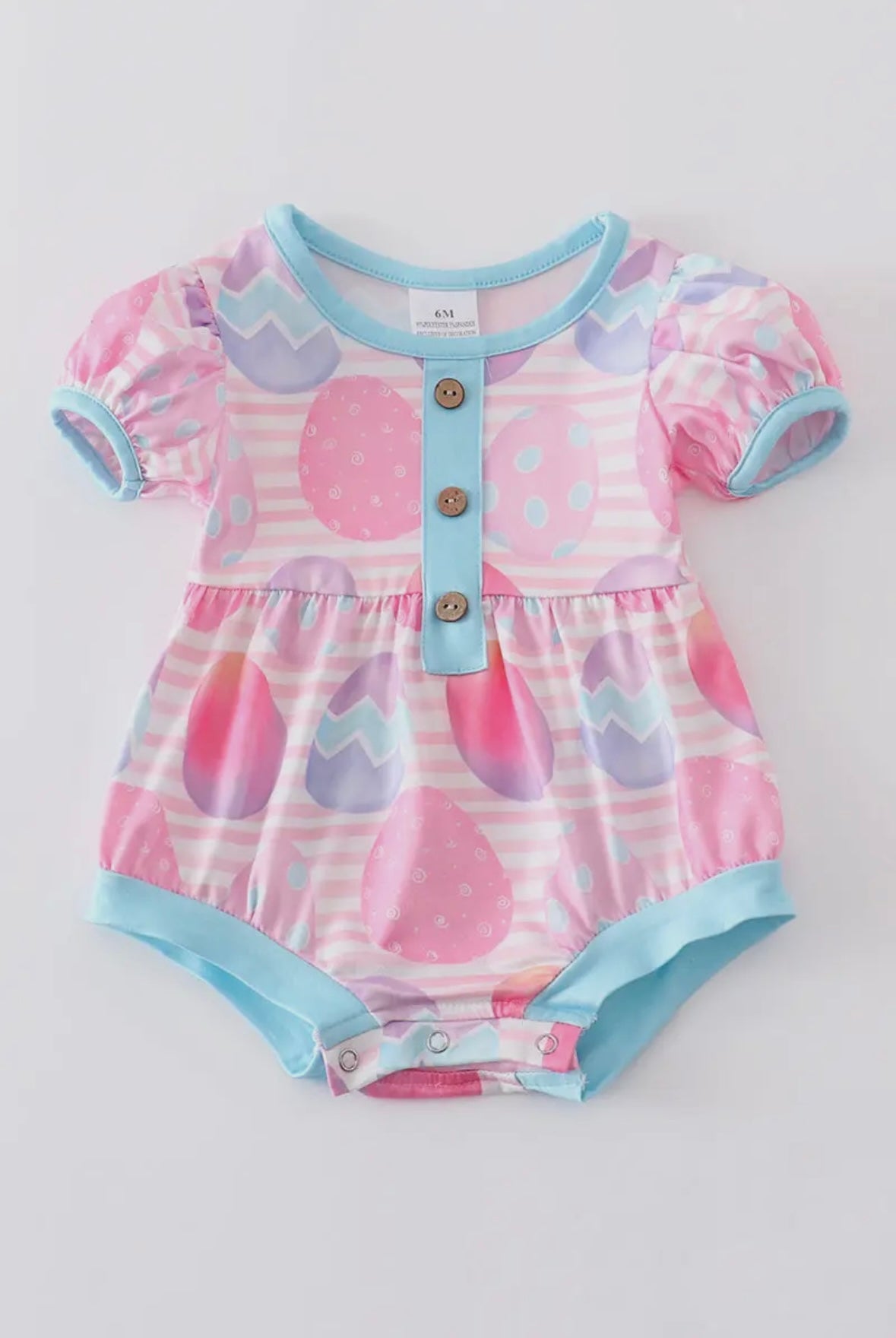 Pink-Striped-Egg Baby Romper 🪺