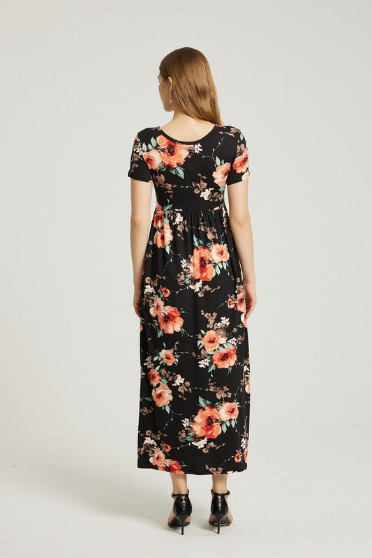 Women's Casual Floral Maxi Dress With Pocket