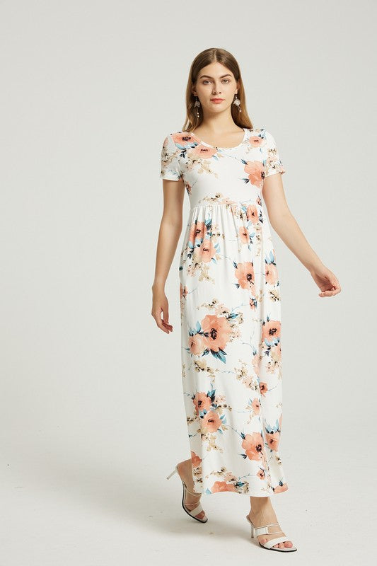 Women's Casual Floral Maxi Dress With Pocket