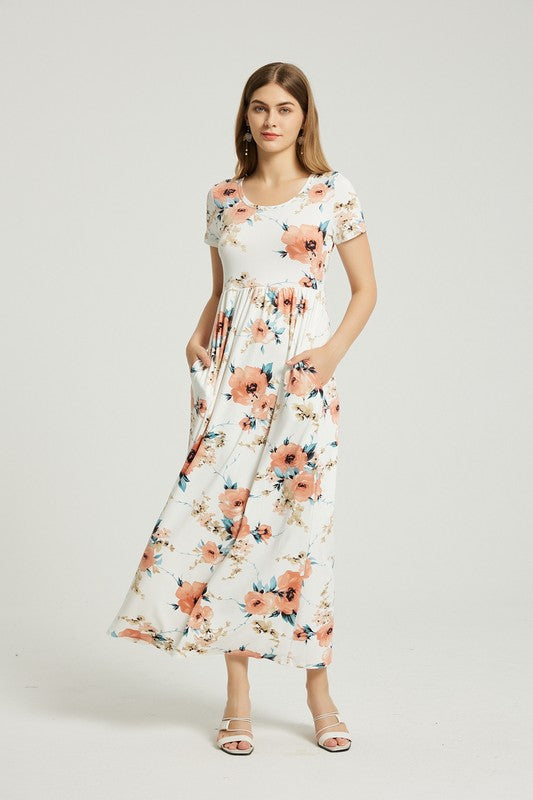 Women's Casual Floral Maxi Dress With Pocket