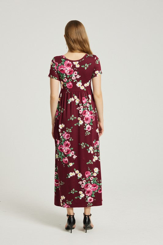 Women's Casual Floral Maxi Dress With Pocket