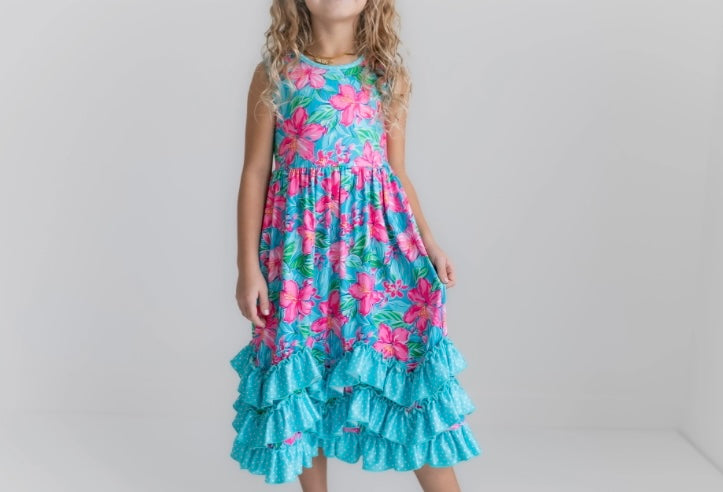 Hawaiian sleeveless floral dress