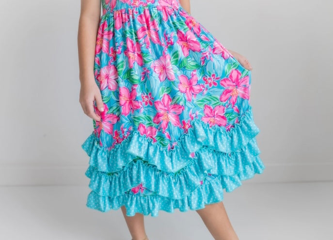 Hawaiian sleeveless floral dress