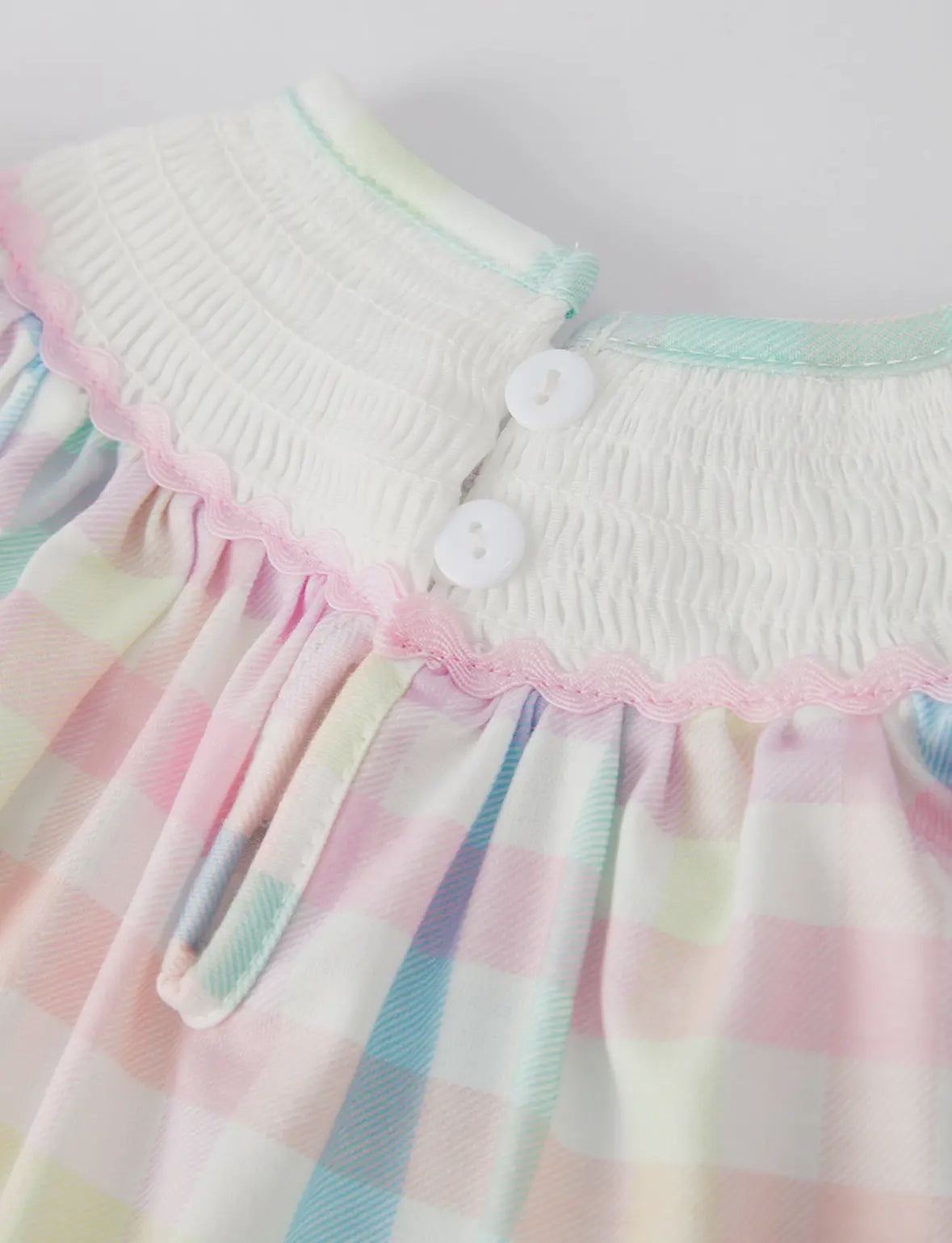 Bunny Embroidered Plaid Pink Bow Baby Romper🐰