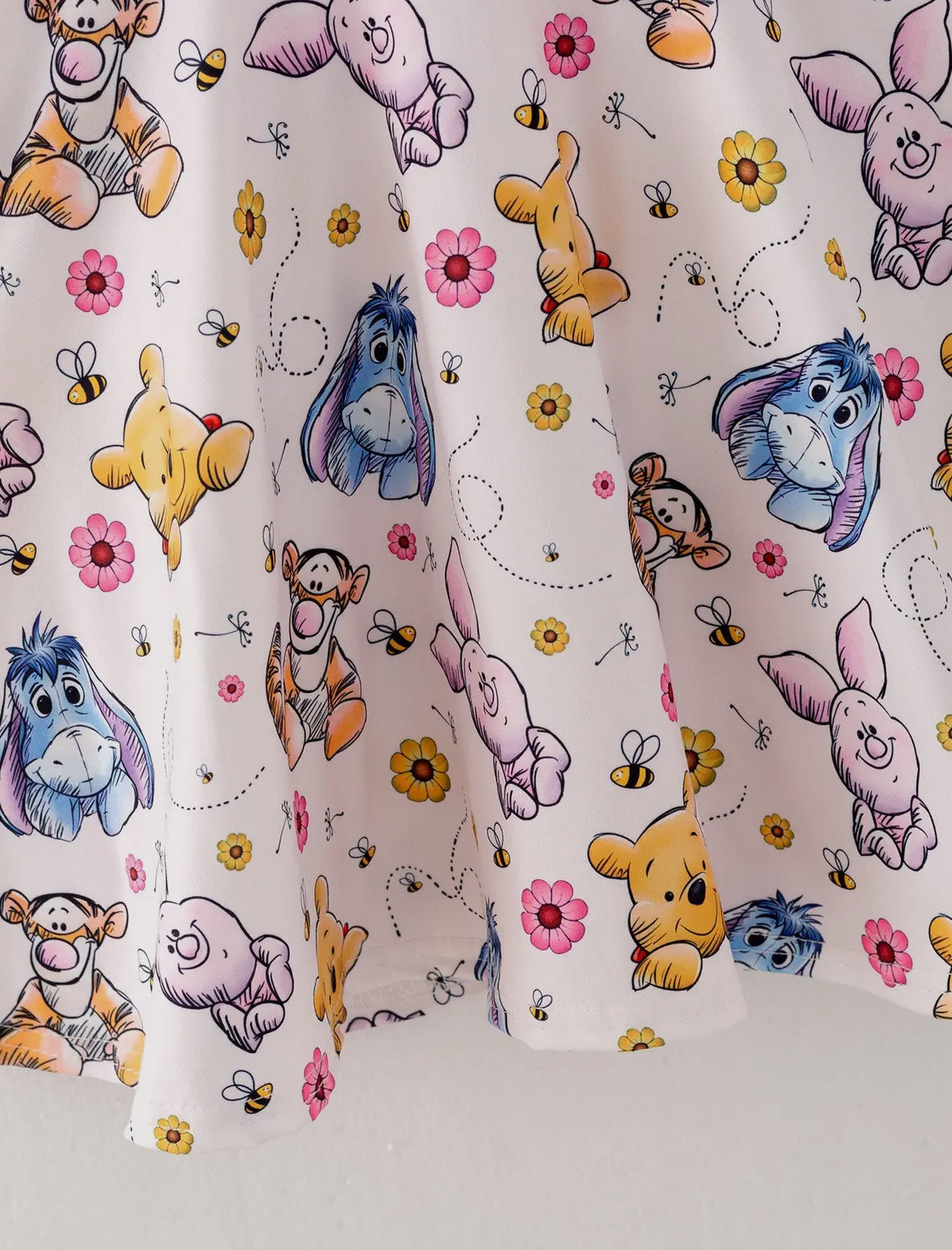 Girls Cartoon Print Silk Dress