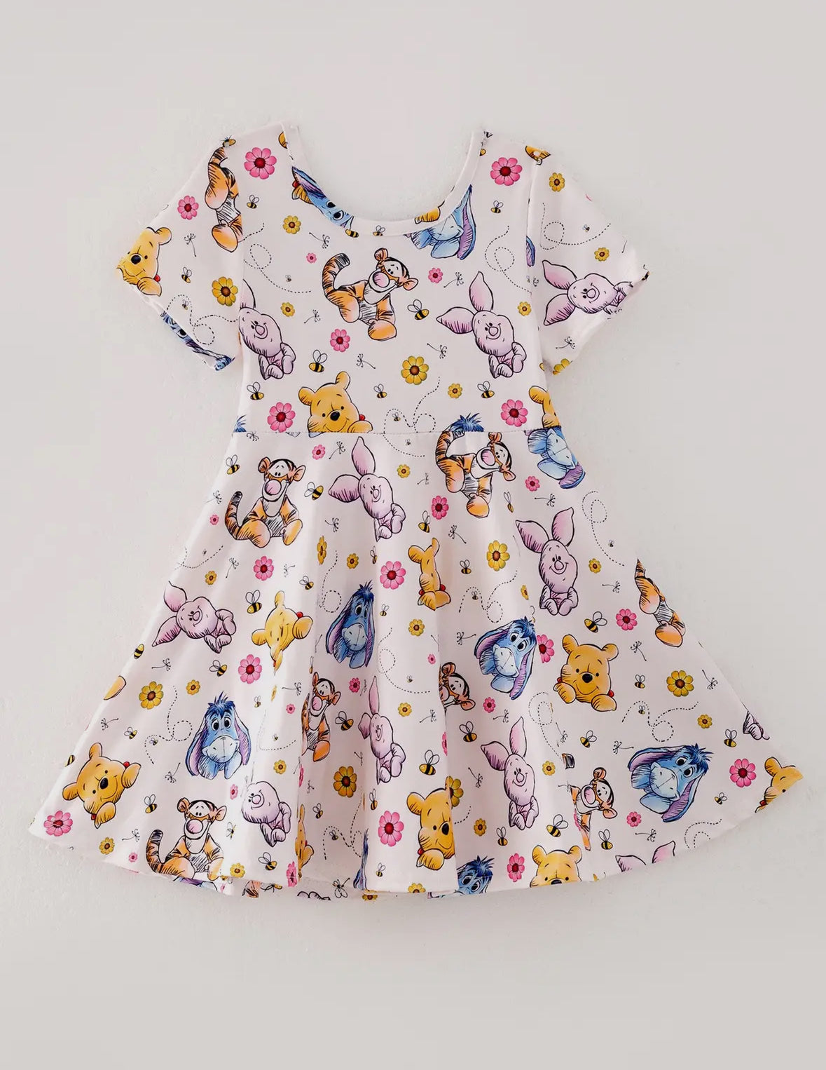 Girls Cartoon Print Silk Dress