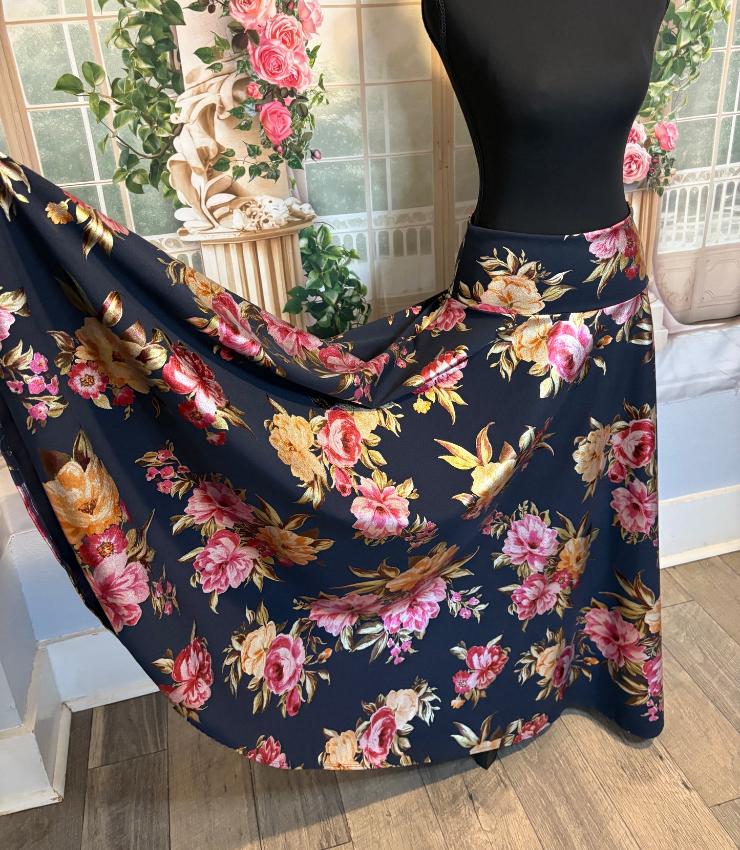 Women’s Navy Blue Floral Skirt