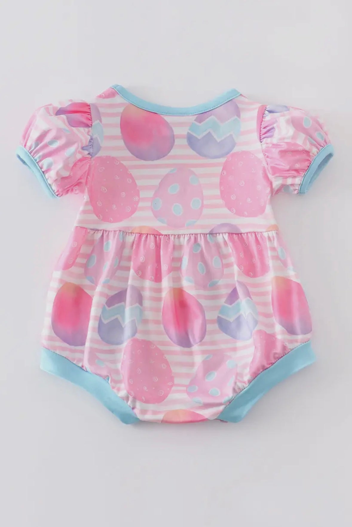 Pink-Striped-Egg Baby Romper 🪺