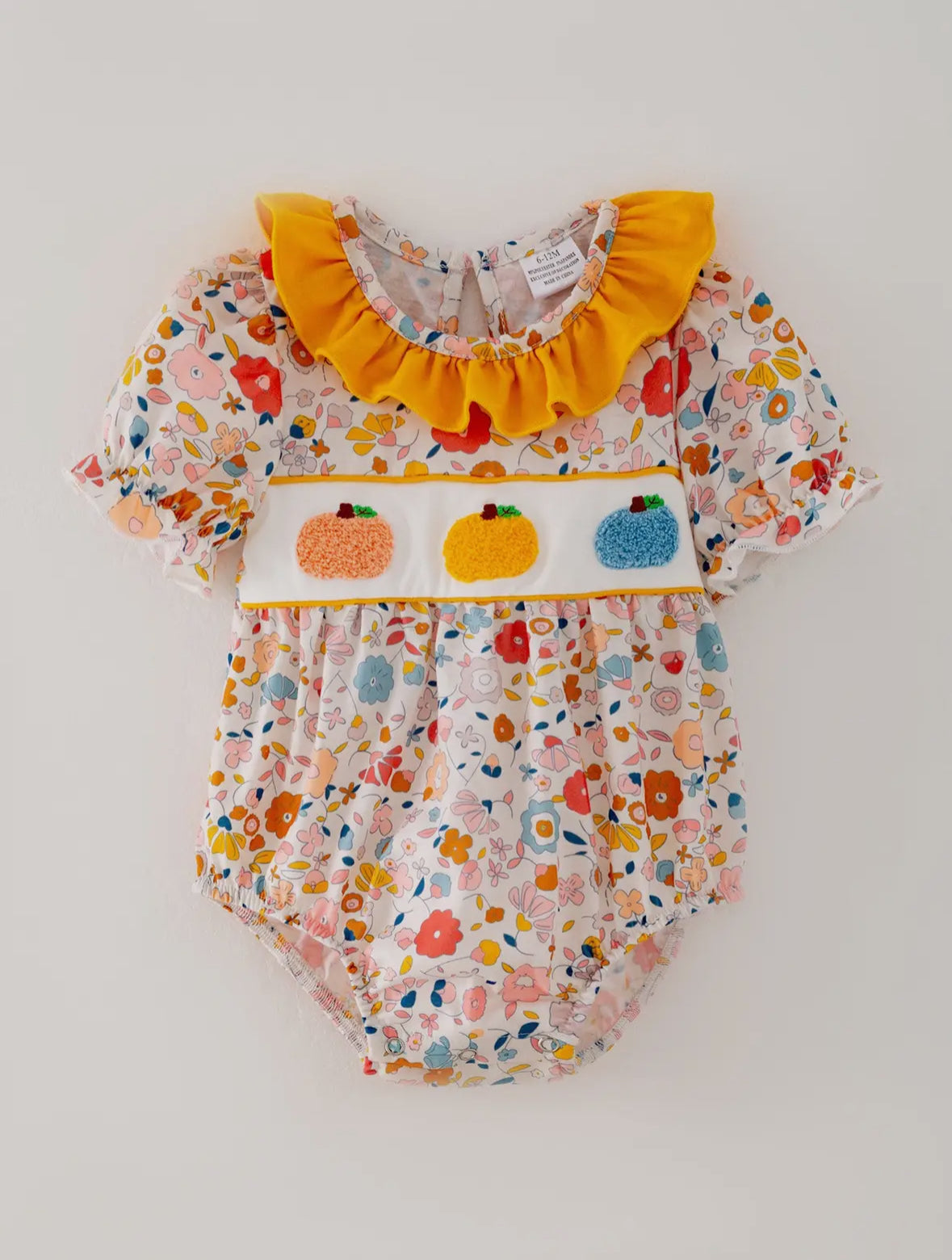 Pumpkin Chenille Patches Girls Romper