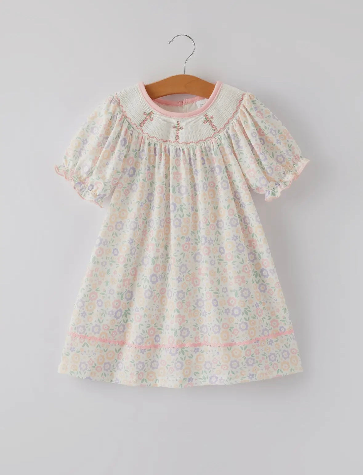 Cross Embroidered Smocked Dress✝️