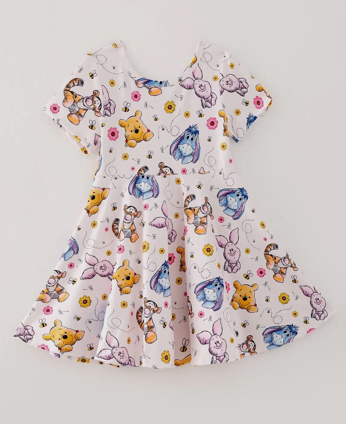 Girls Cartoon Print Silk Dress