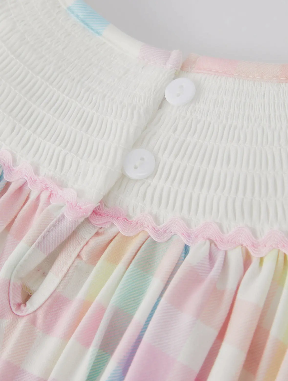 Bunny Embroidered Plaid Pink Bow Dress π°