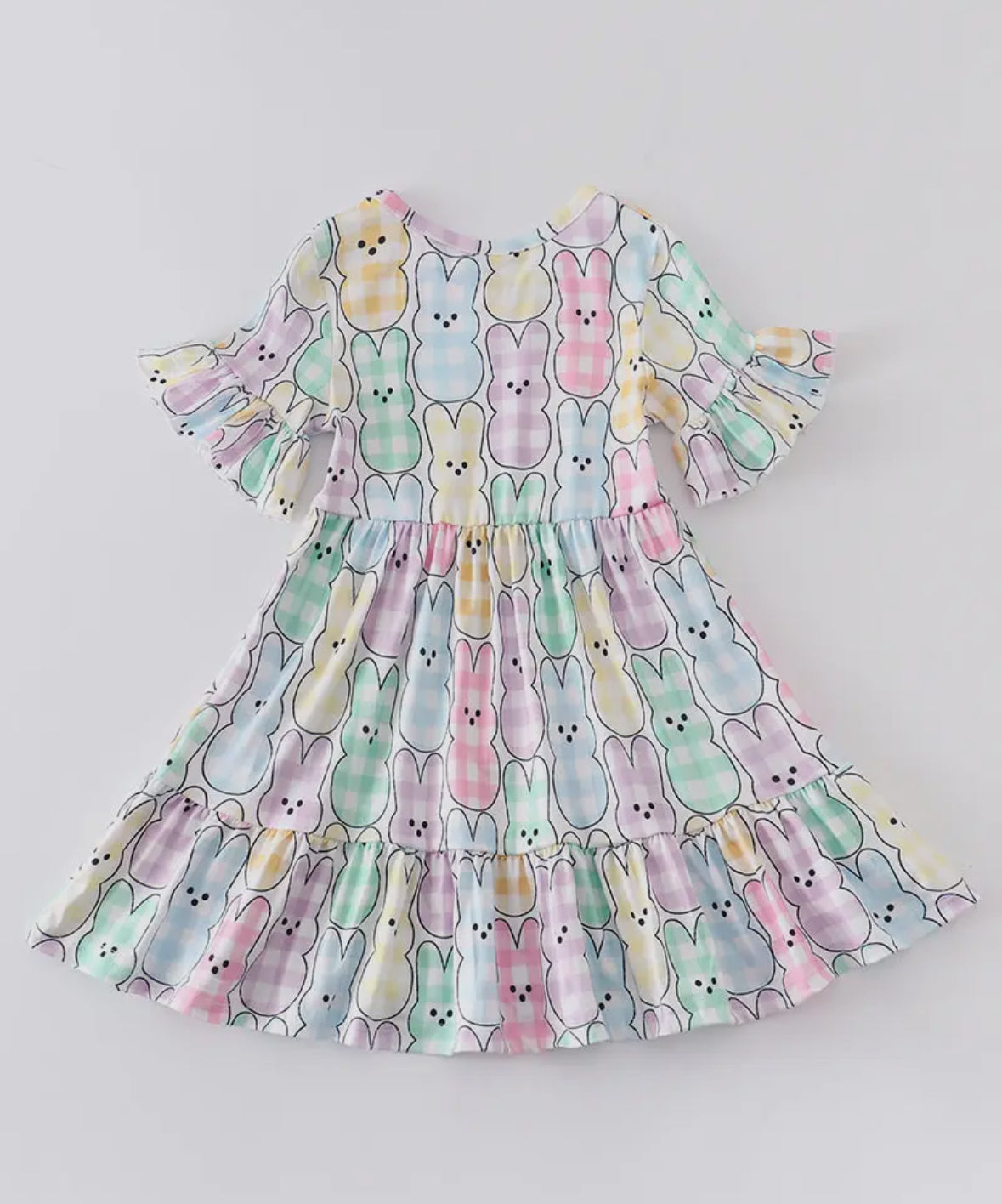 Easter Colored Plaid Rabbit Ruffle Dress 🐰