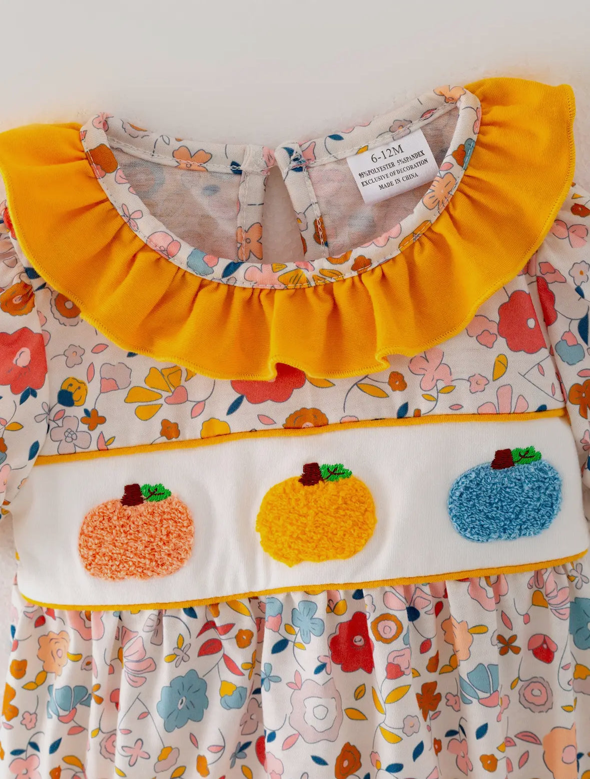 Pumpkin Chenille Patches Girls Romper