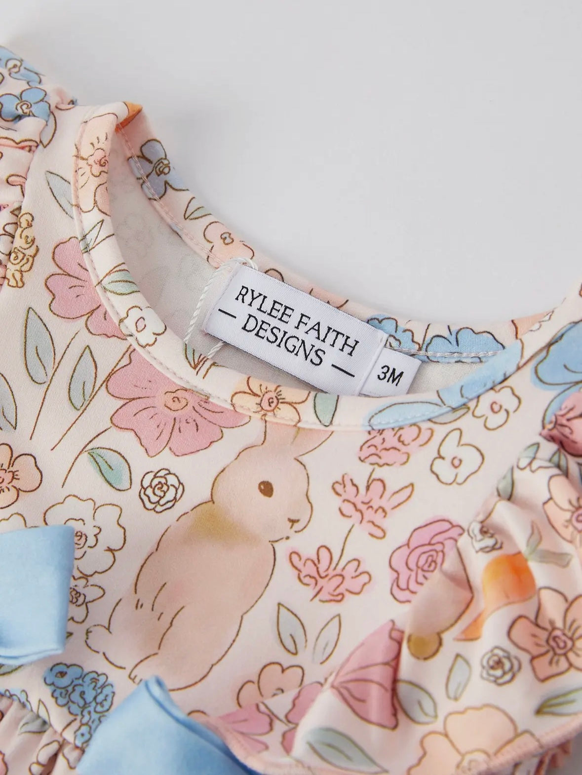 Blue Bow Bunny Baby Romper