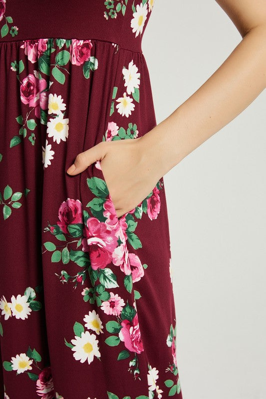 Women's Casual Floral Maxi Dress With Pocket