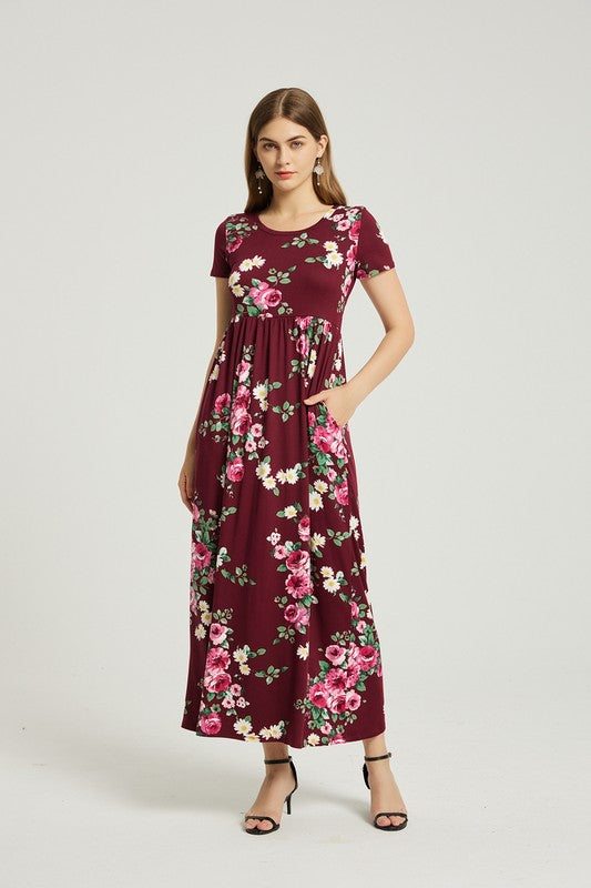 Women's Casual Floral Maxi Dress With Pocket