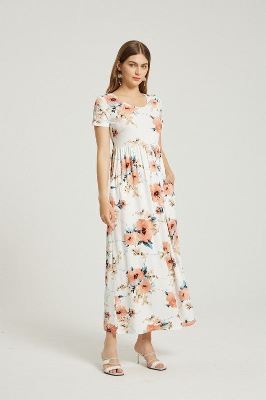 Women's Casual Floral Maxi Dress With Pocket