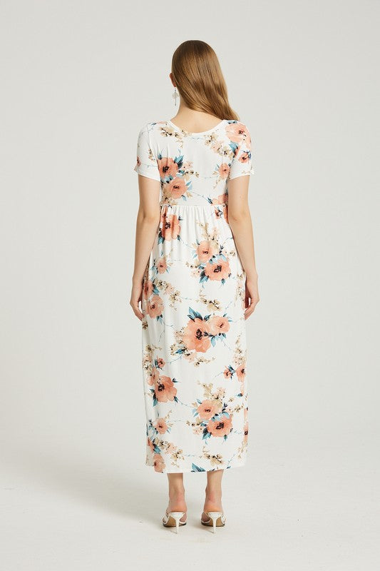 Women's Casual Floral Maxi Dress With Pocket