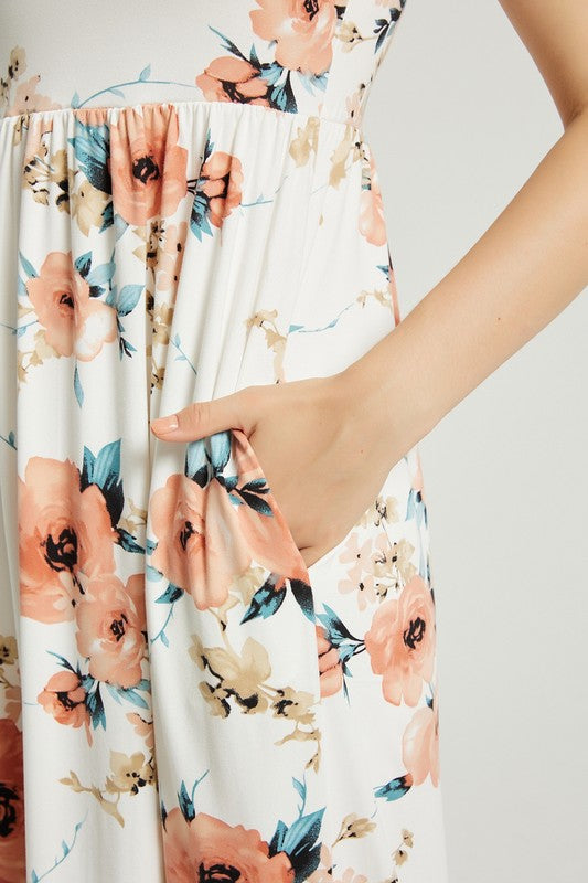 Women's Casual Floral Maxi Dress With Pocket