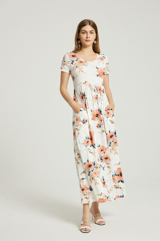 Women's Casual Floral Maxi Dress With Pocket