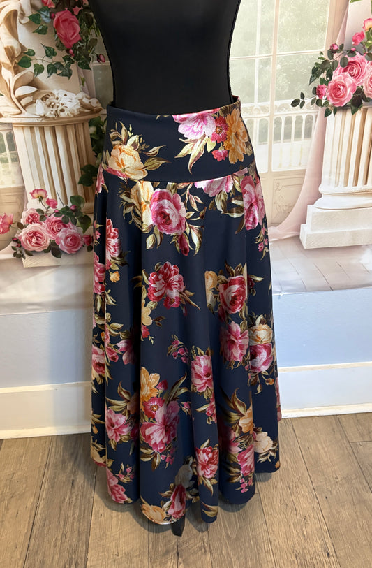 Women’s Navy Blue Floral Skirt